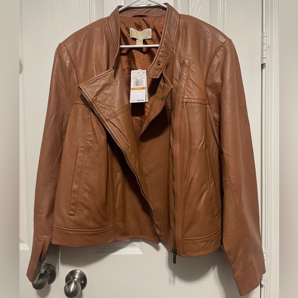 MICHAEL Michael Kors Tan Leather Jacket - Picture 8 of 13